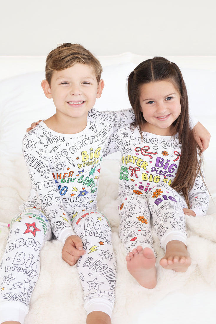 big bro and big sis colorable pajamas
