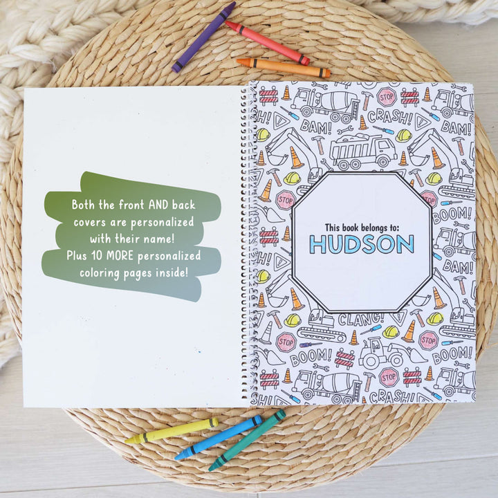 construction personalized kids coloring 