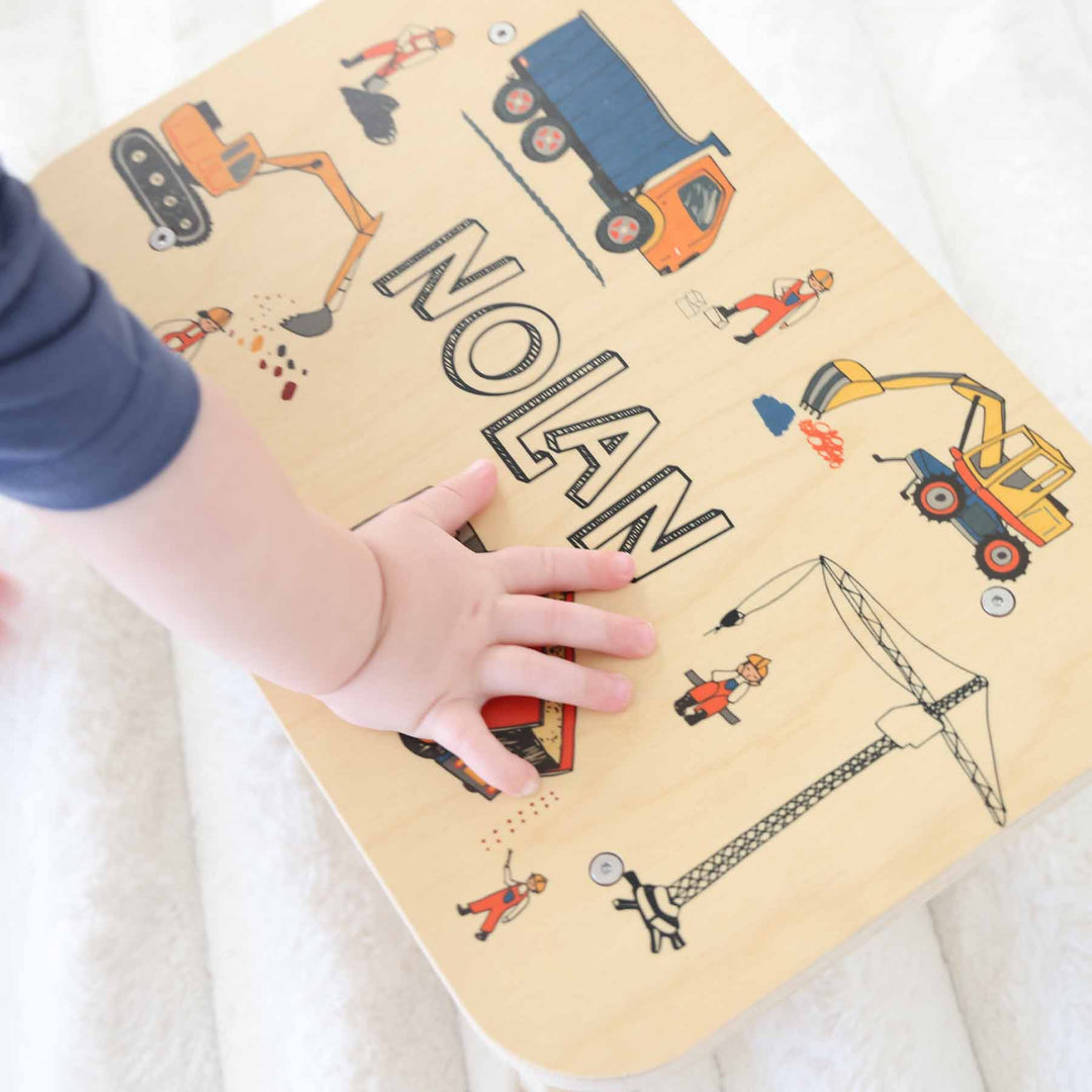 construction personalized stool for kids 