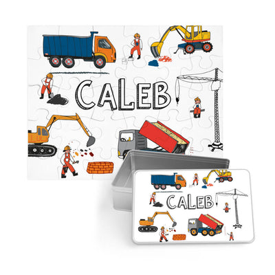 Kids Personalized 30 Piece Puzzle | Construction Trucks