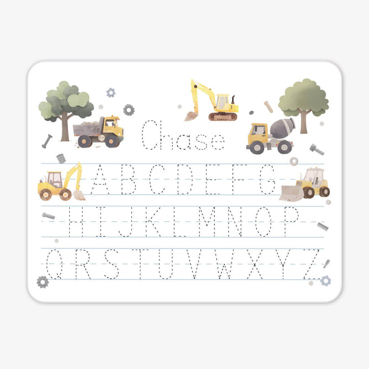 personalized alphabet whiteboard for kids construction 