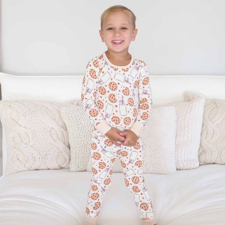 gender neutral milk and cookies pajama set for kids 