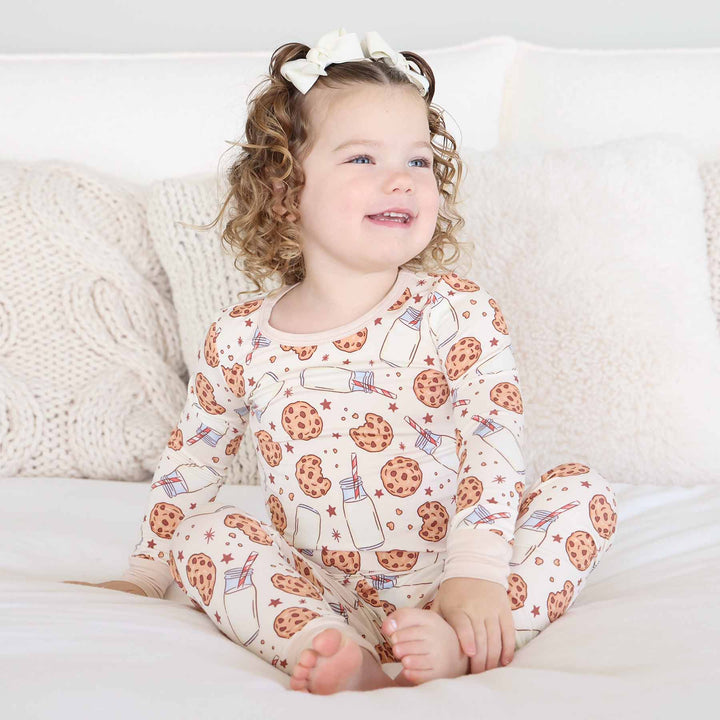 milk and cookies two piece pajama set for kids 