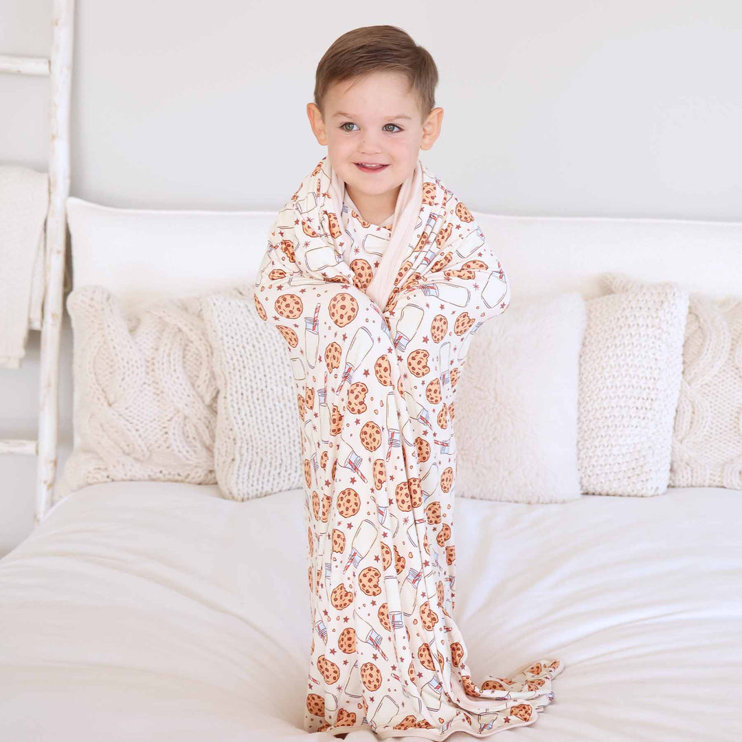 neutral milk and cookies bamboo blanket for kids 