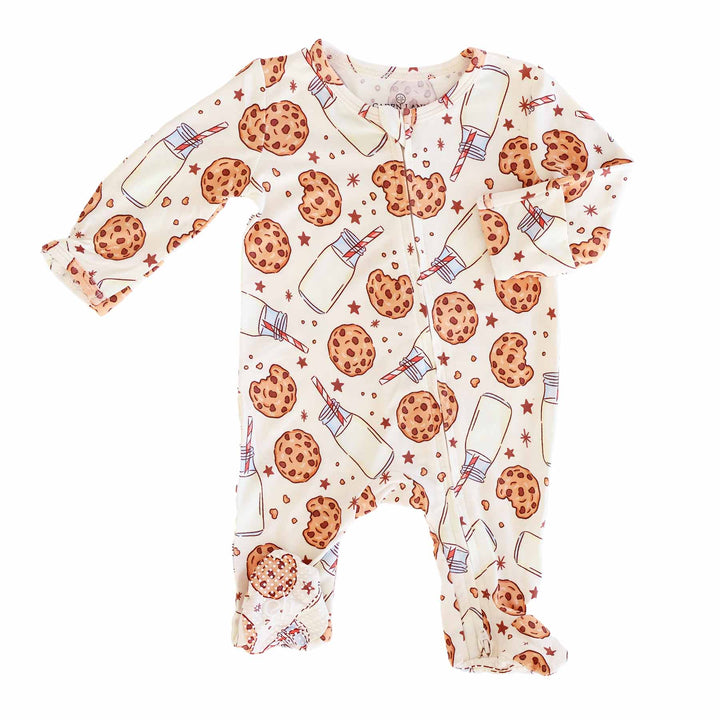 neutral cookie and milk footie for babies 