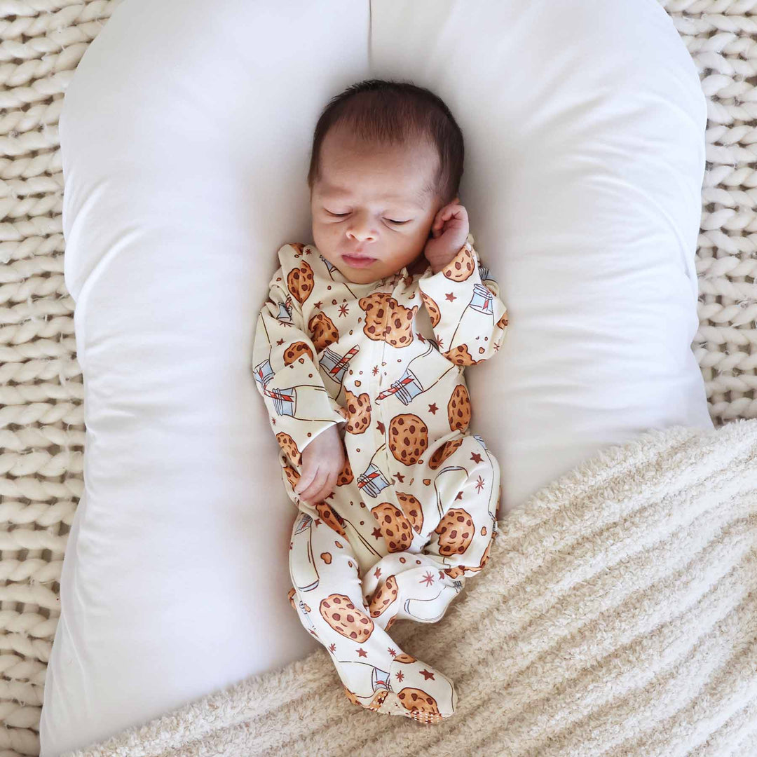 caden lane bamboo viscose baby zipper footie with milk and cookies 