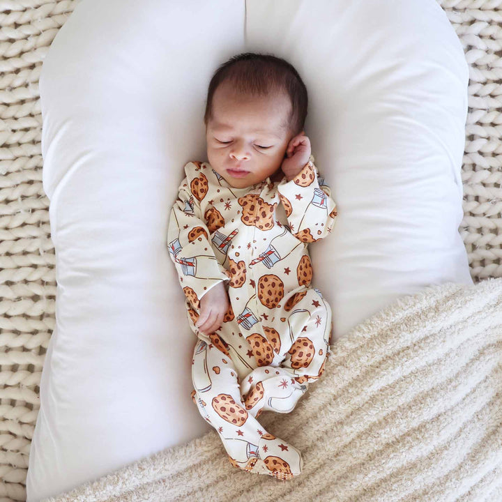 caden lane bamboo viscose baby zipper footie with milk and cookies 