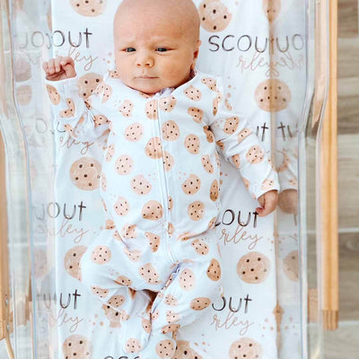 cookie printed pajamas for babies with zipper