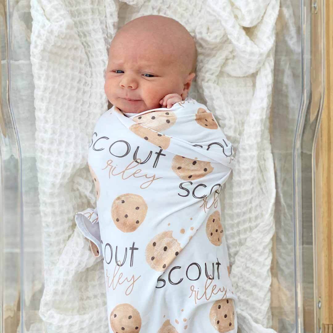 cookie crumble personalized swaddle blanket newborn 