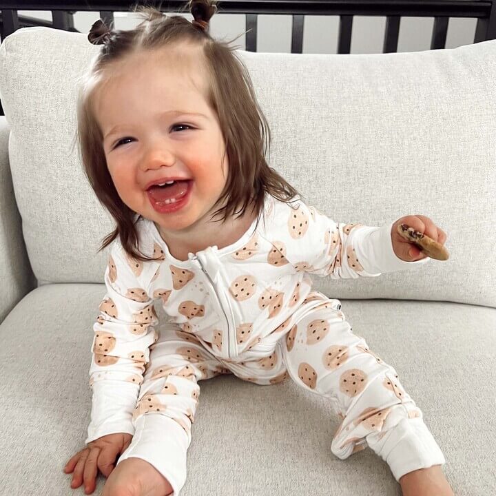 pajama romper for babies with cookies 