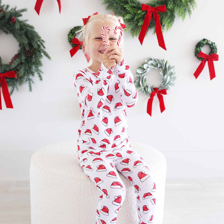 Christmas Bamboo Waffle Two Piece Pajama Sets