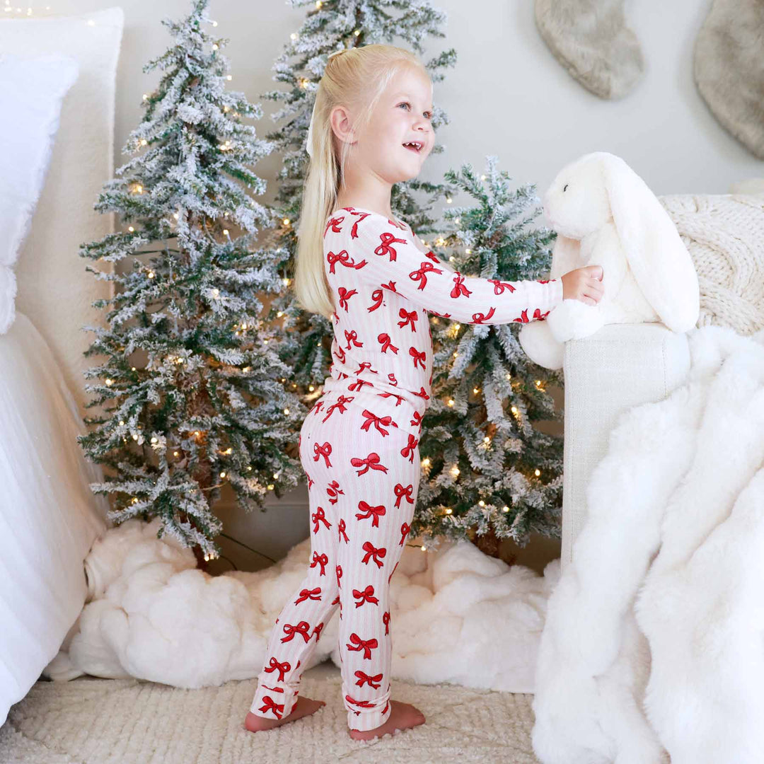 coquette christmas two piece pajama set for girls 