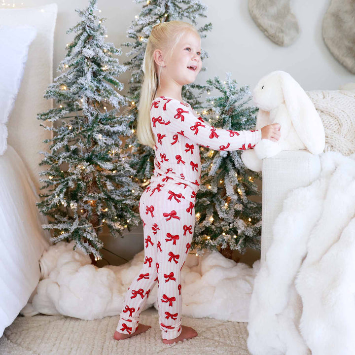 coquette christmas two piece pajama set for girls 
