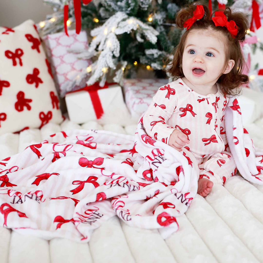 coquette christmas personalized blanket for girls 