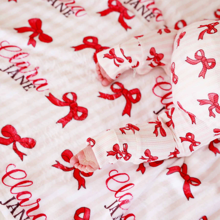 personalized kids blanket coquette christmas 