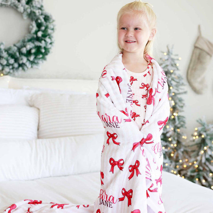 kids personalized name blanket coquette christmas 