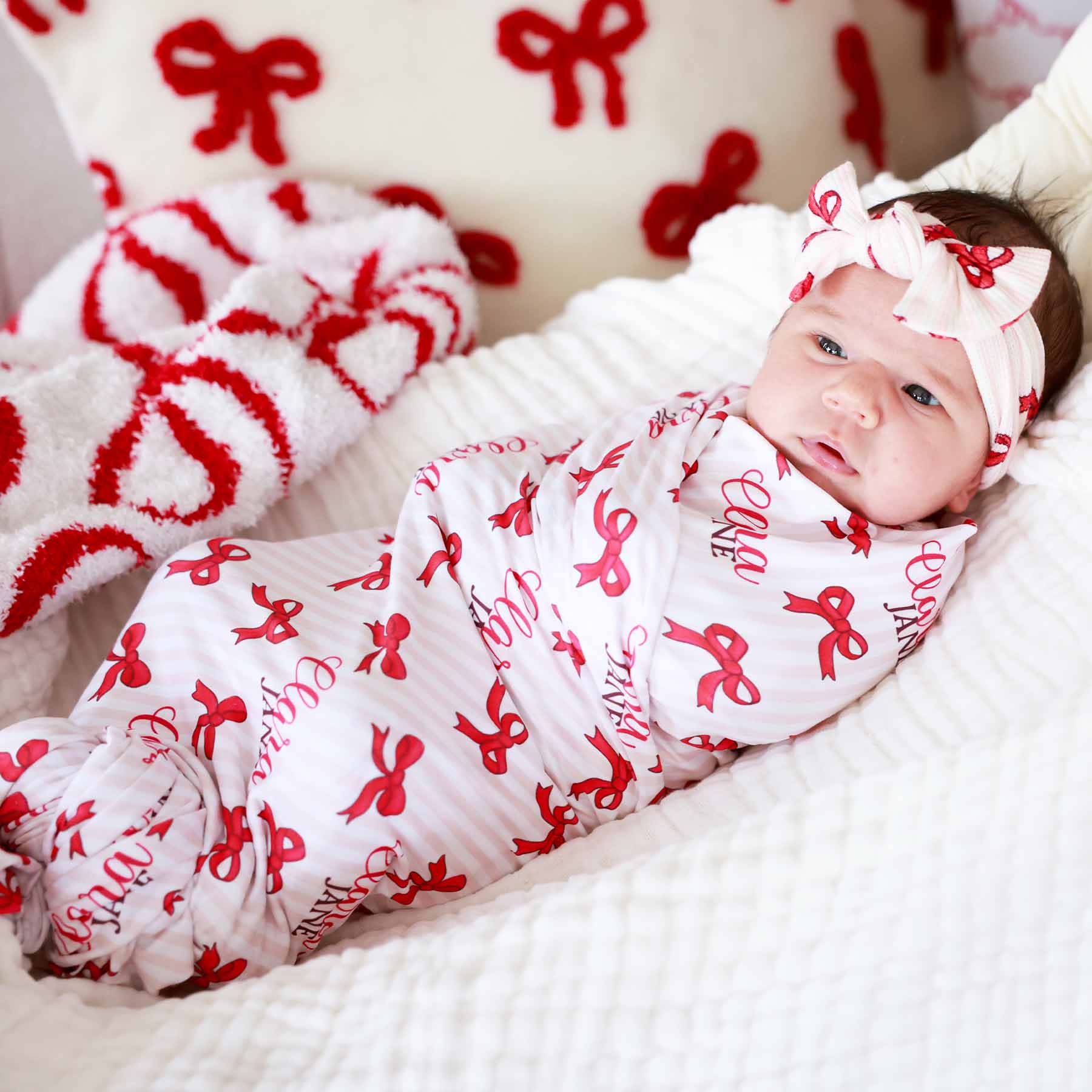 Coquette Christmas Personalized Swaddle Blanket