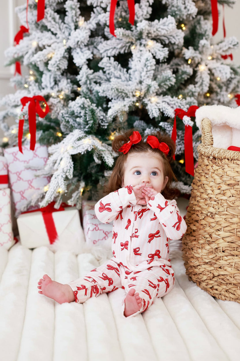 coquette christmas bamboo waffle convertible zip romper 