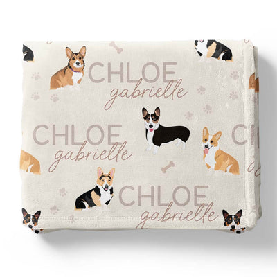 personalized kids blanket with corgis