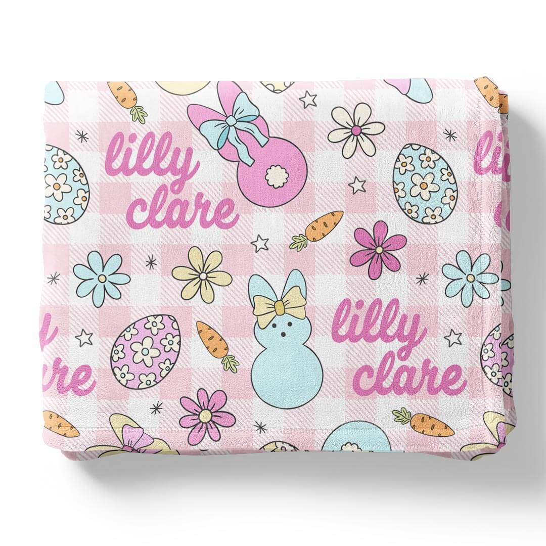 cottontail cuties pink personalized blanket for kids 