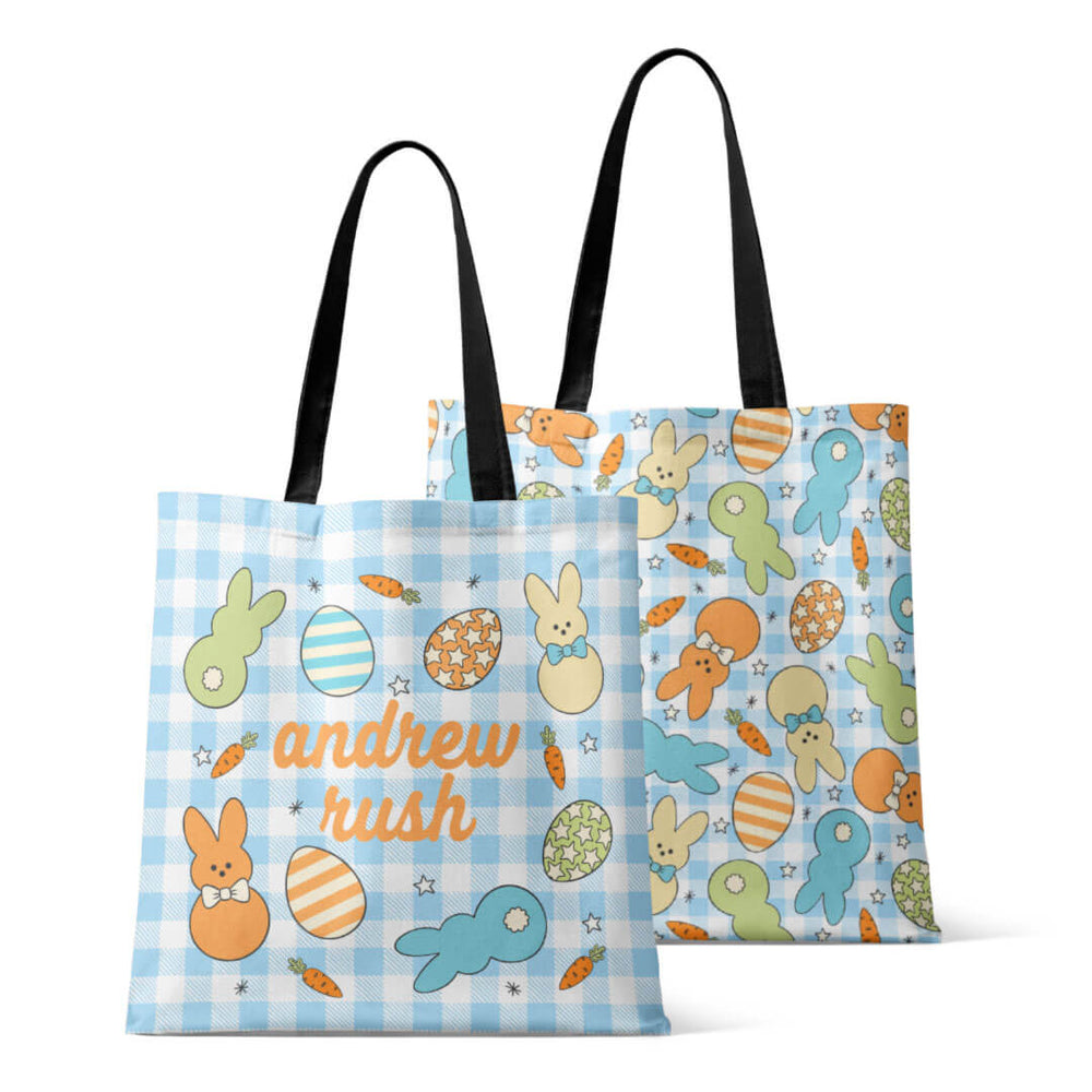 blue easter personalized tote bag for kids