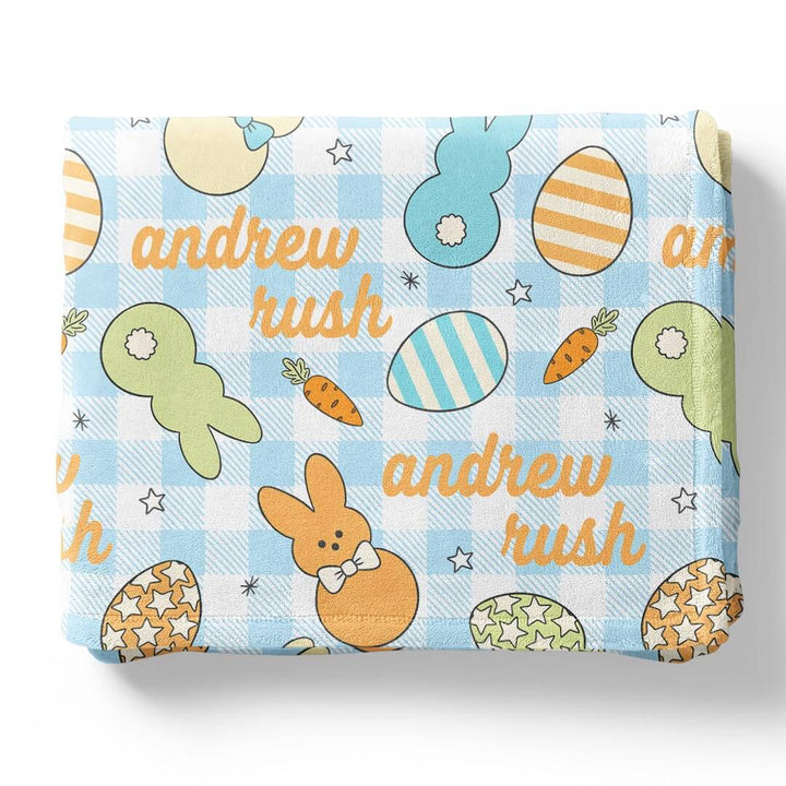 blue easter personalized blanket for boys