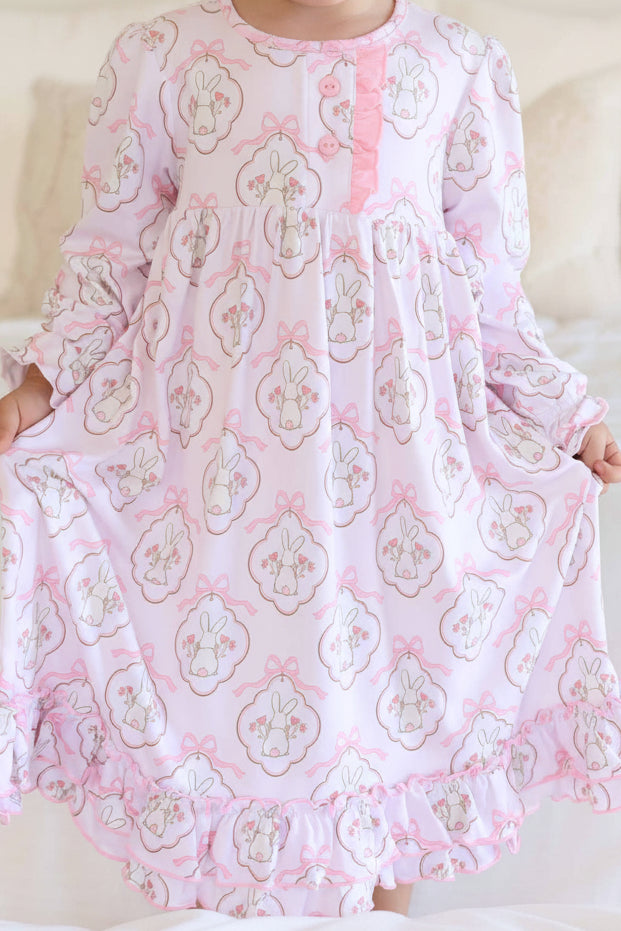 closeup of cottontail couture girly easter nightgown