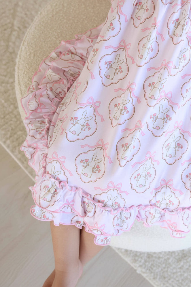 cottontail couture long sleeve ruffle girls nightgown for easter 