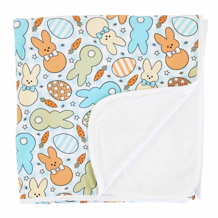 blue cottontail cuties double sided bamboo blanket for kids 