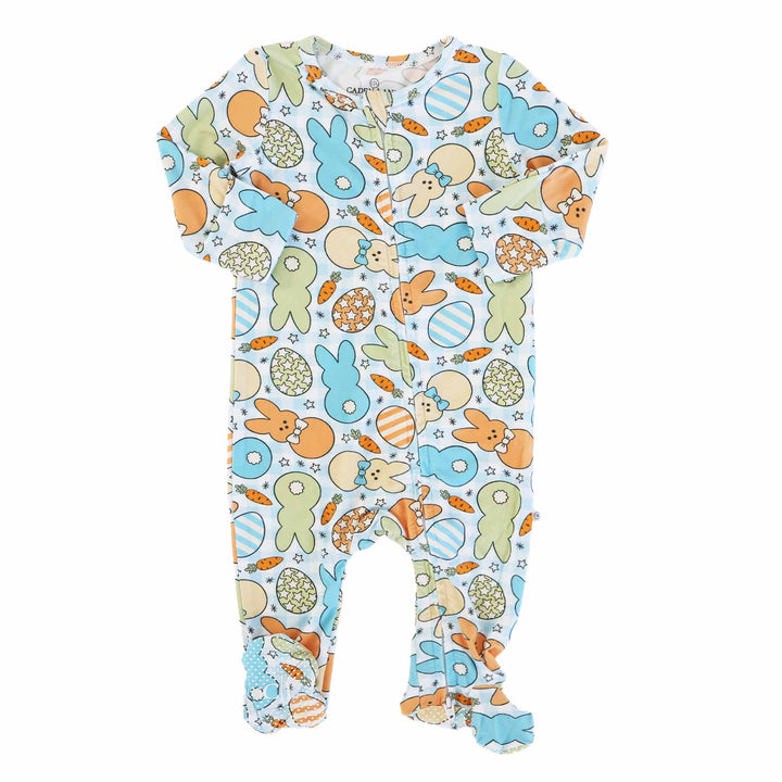 blue easter bunny and egg baby footie pajama 