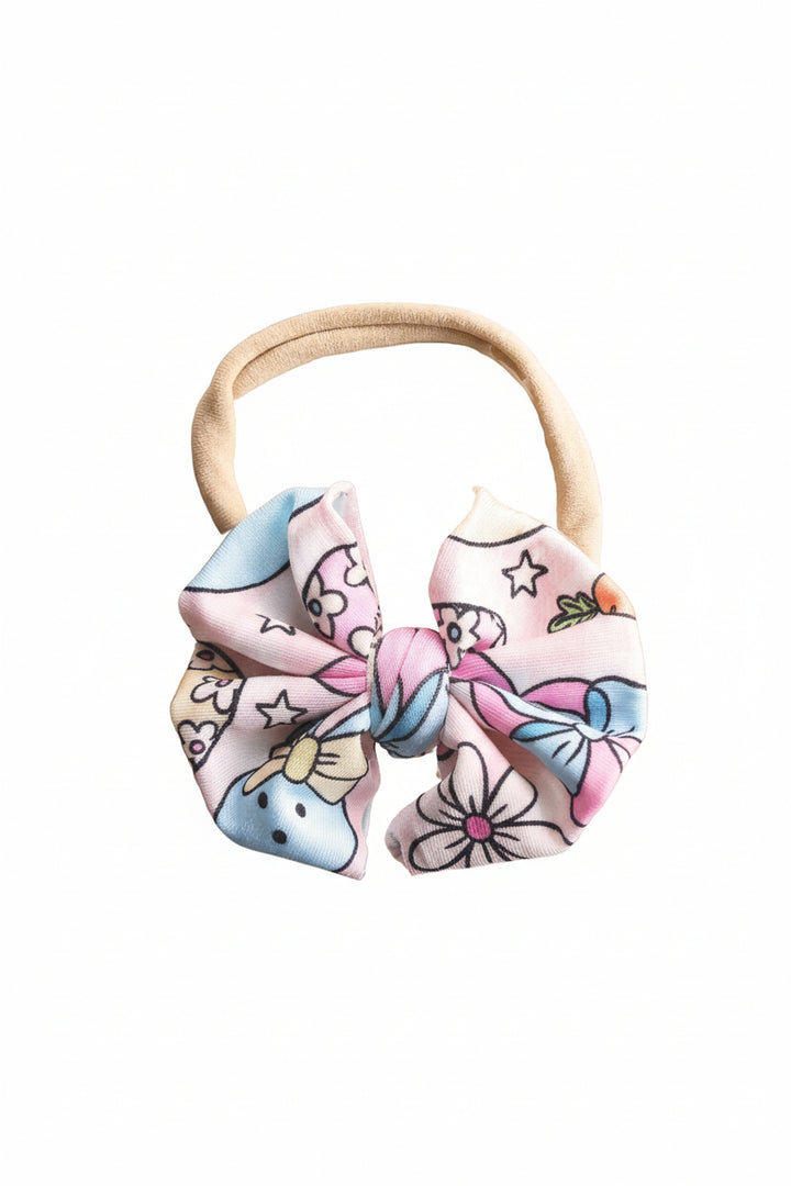 cottontail cuties pink knit bow headband 