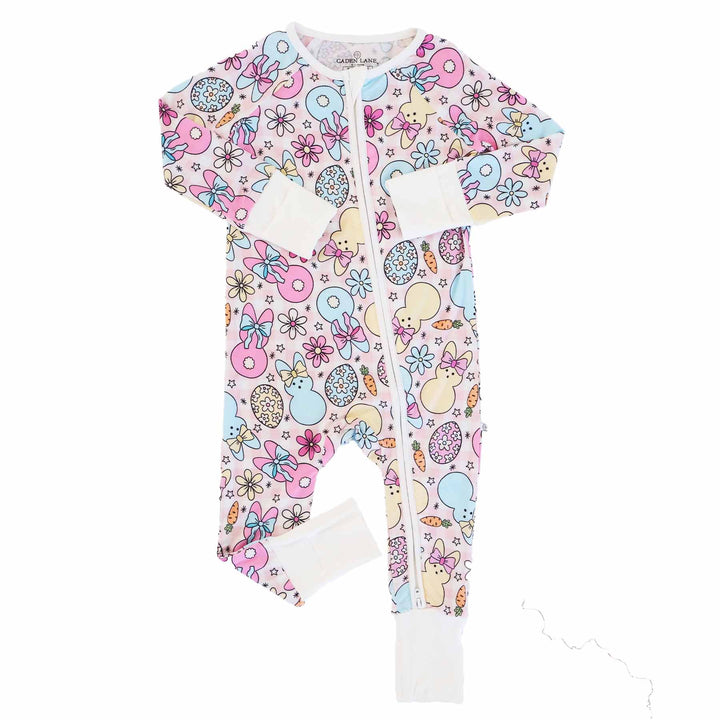 cottontail cuties convertible zip romper pajama for babies and toddlers