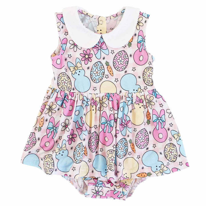 baby girl easter romper with peter pan collar