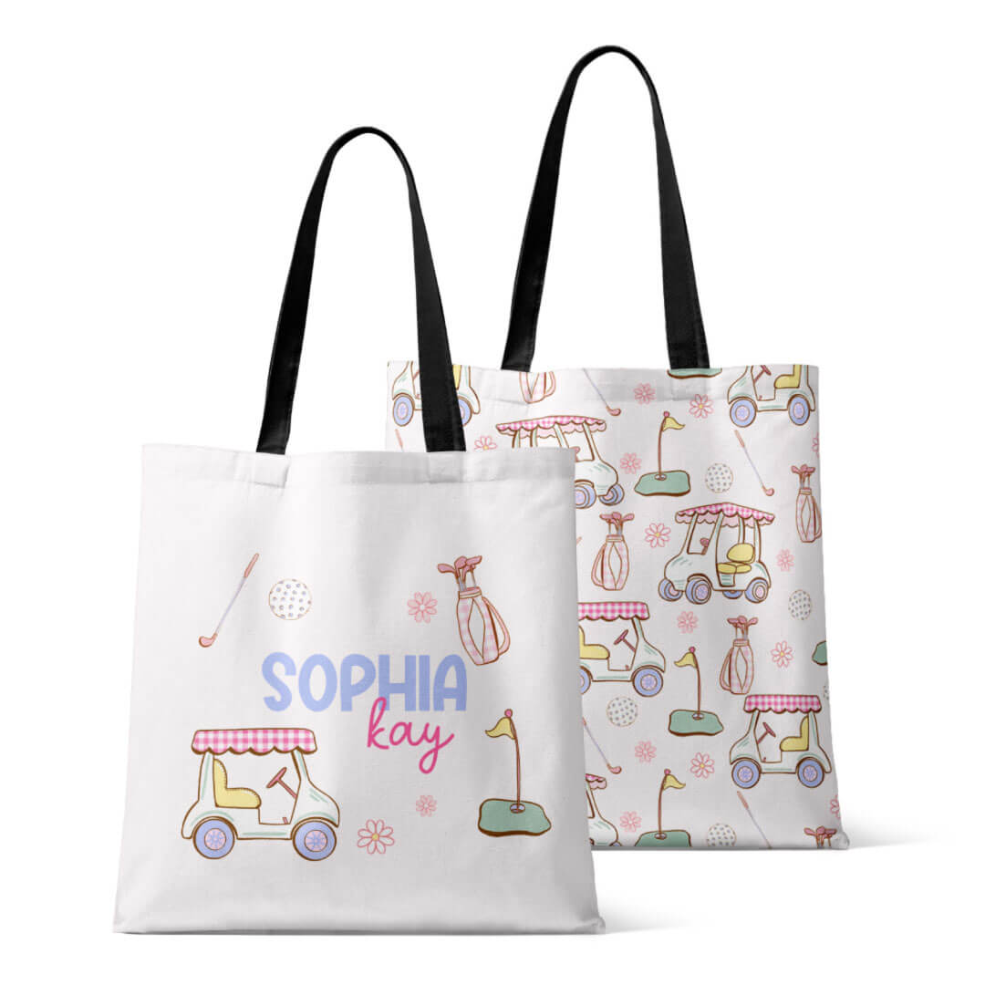 personalized tote bag country club cuties pink 