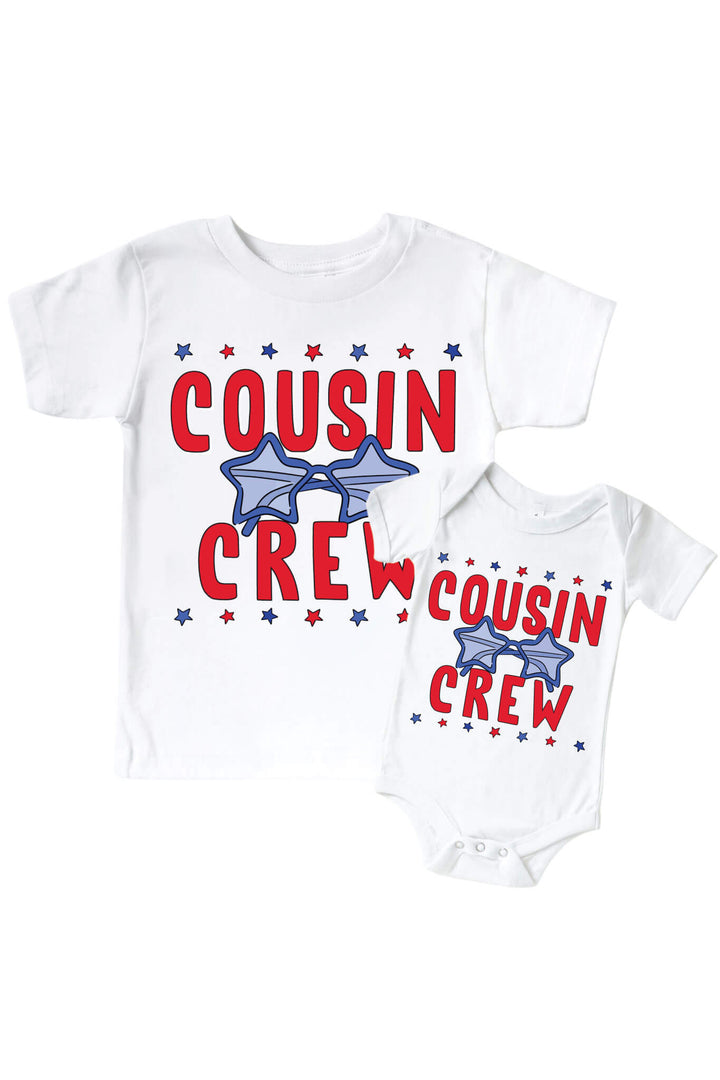 caden lane red and white cousin crew 4th of july graphic bodysuit and kids tee - patriotic family matching