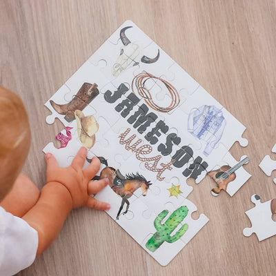 cowboy themed personalized puzzle