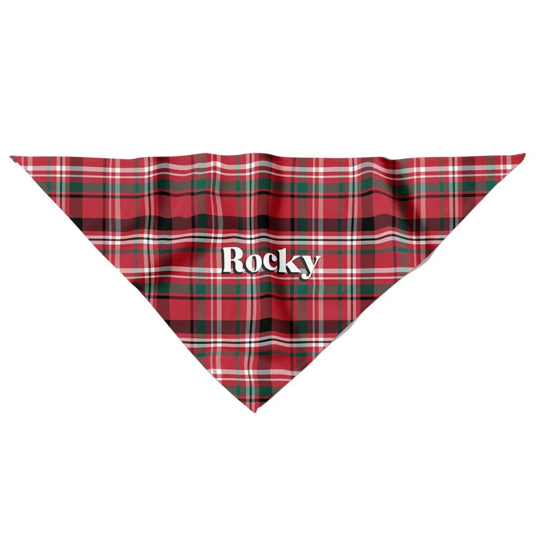 red and green plaid personalized pet bandana