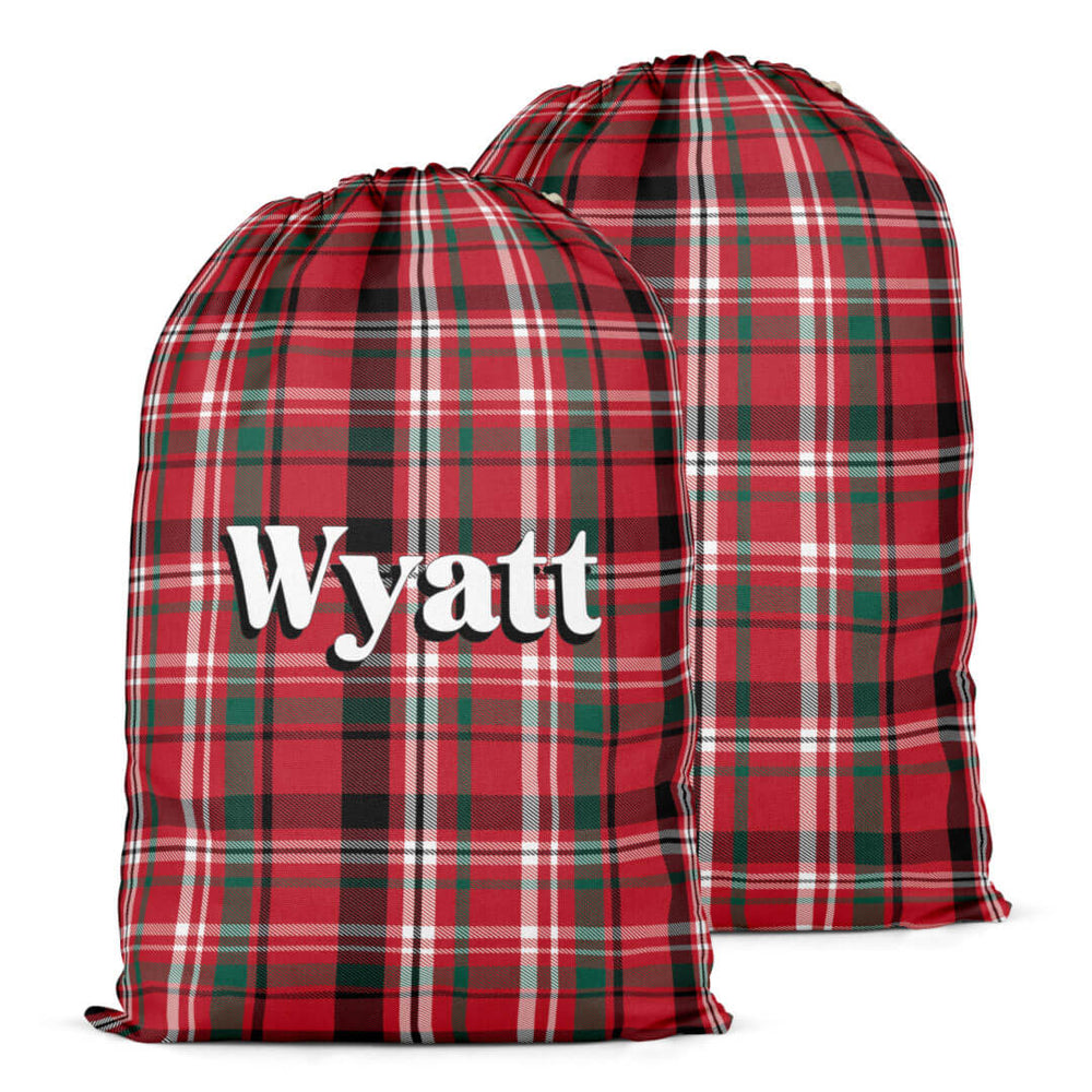 christmas plaid personalized santa sack 