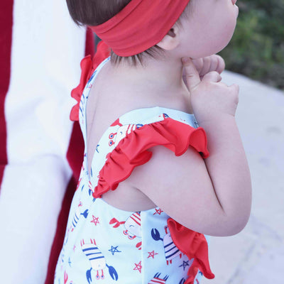 red ruffle swimsuit fourth of july 