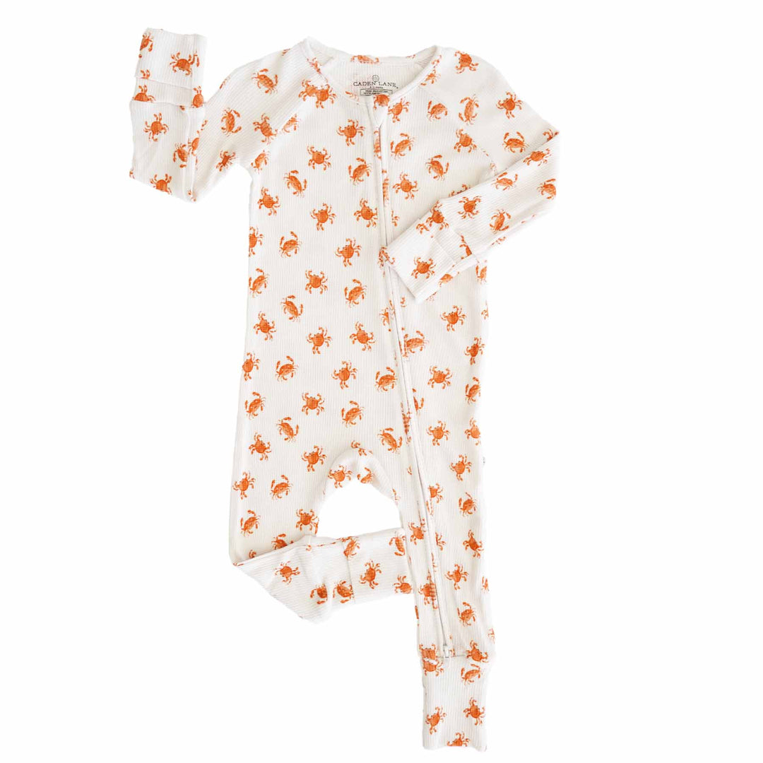 Cutie Crabs Waffle Bamboo Convertible Zip Romper