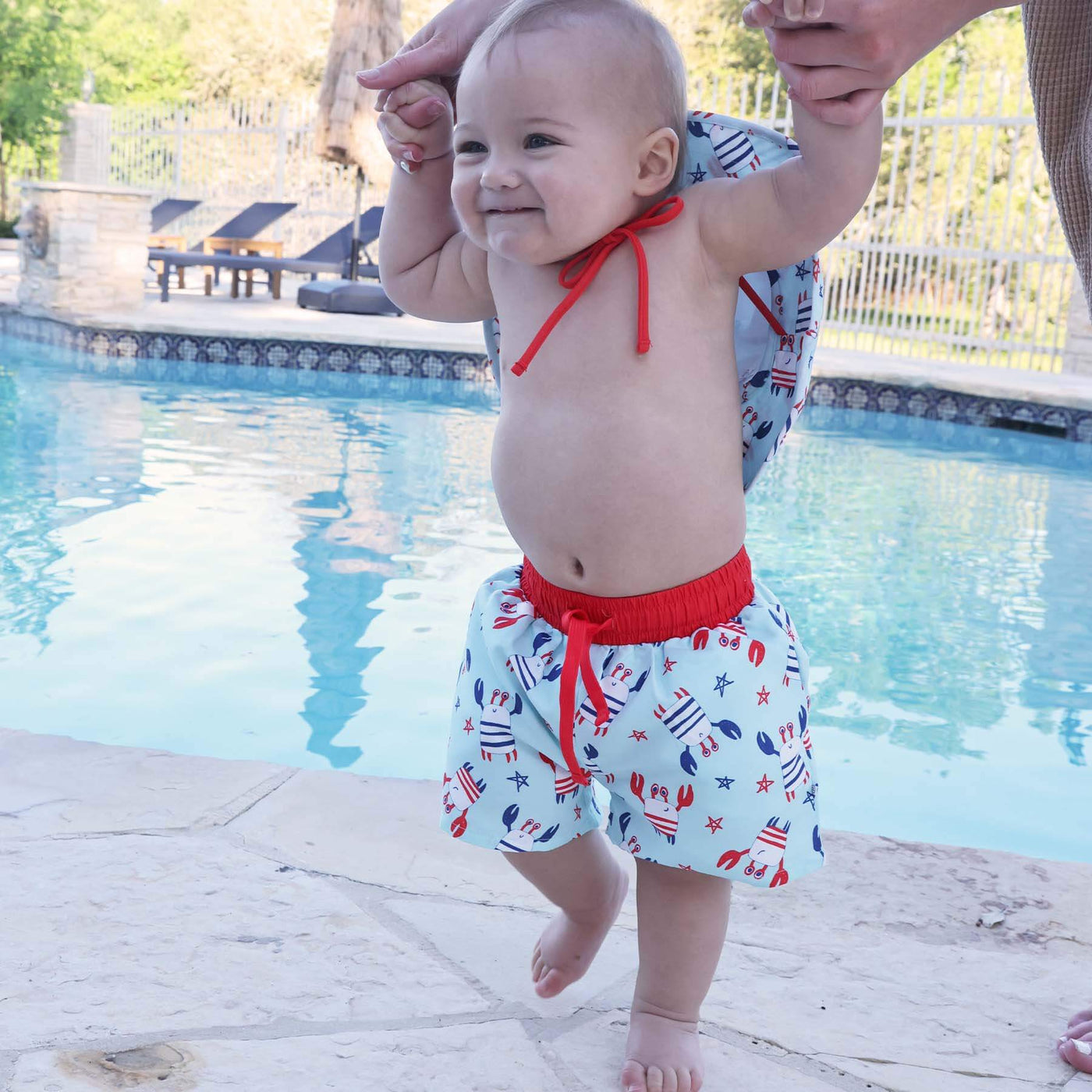 boy's swim trunks crabby cutie baby 