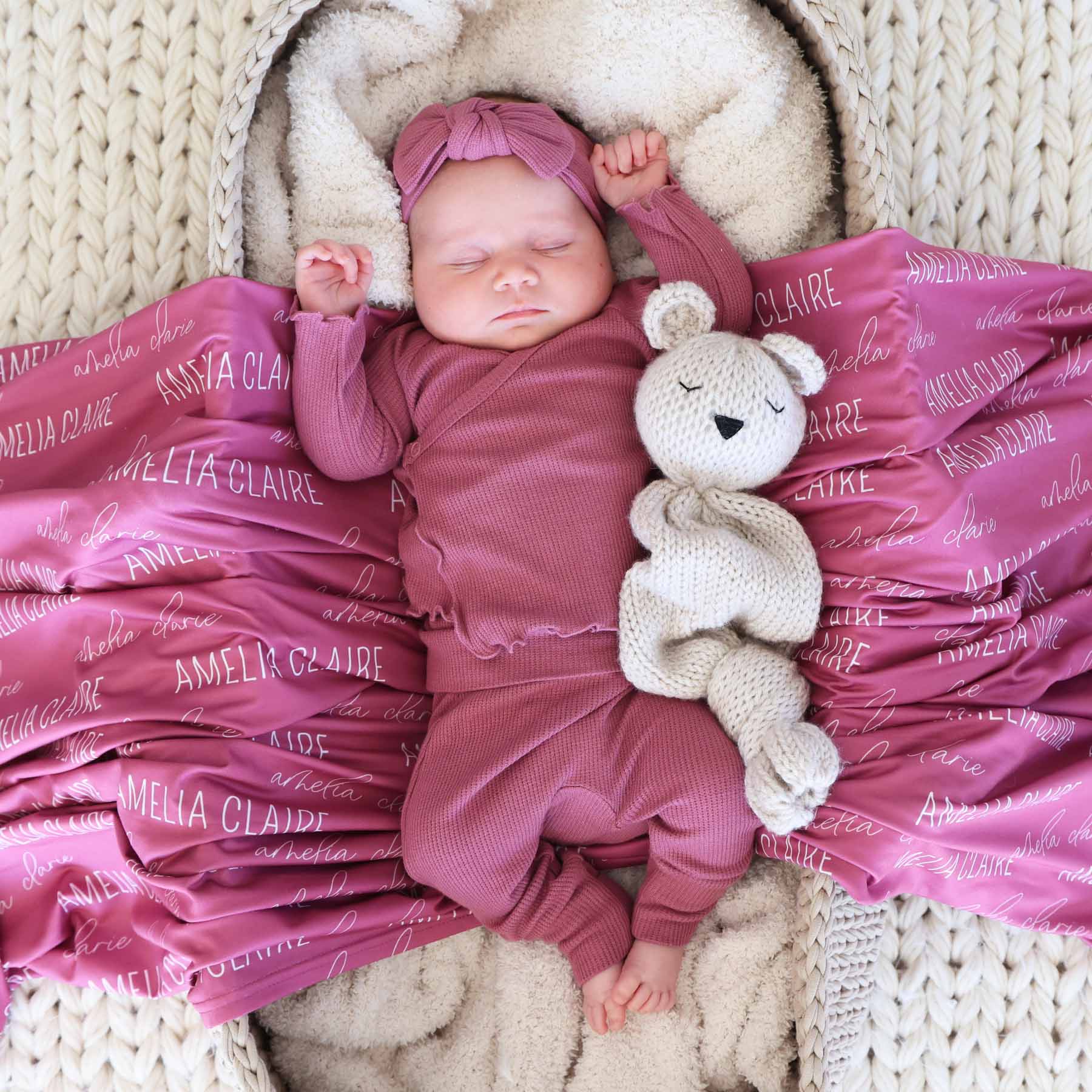 cranberry swaddle blanket for babies personalized