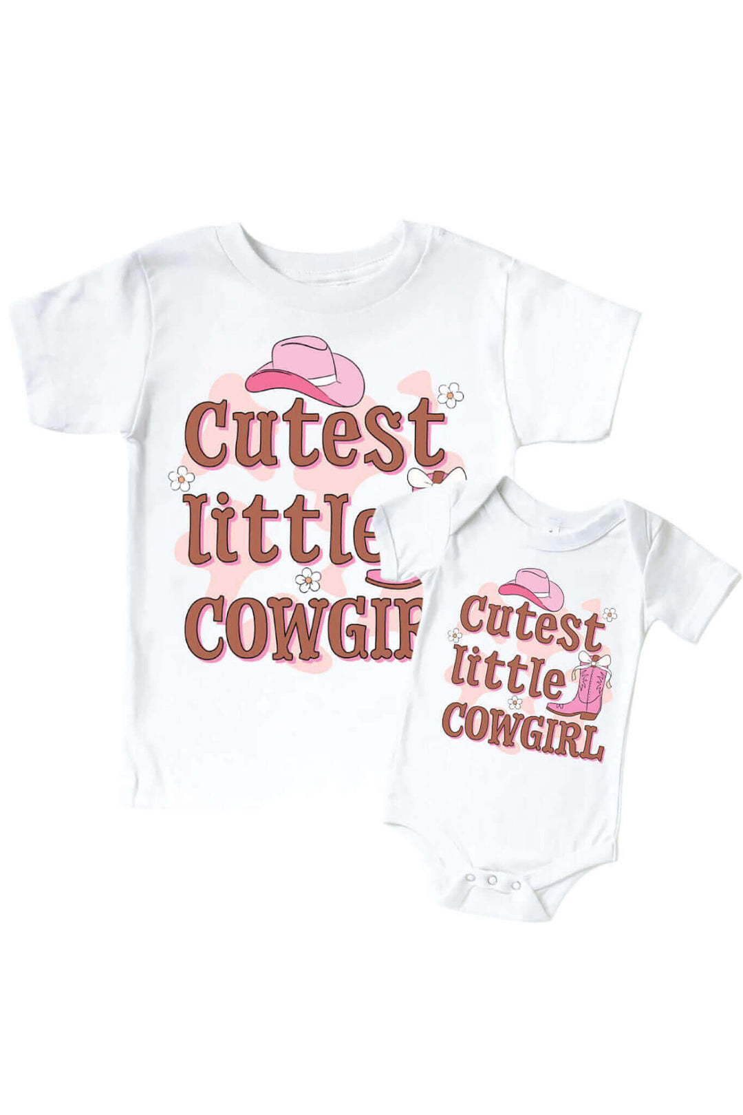 cutest little cowgirl pink graphic tee and bodysuit