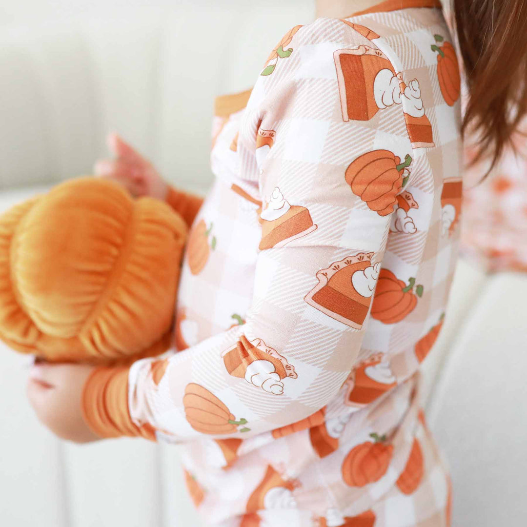 pie and pumpkin two piece pajama set for kids 