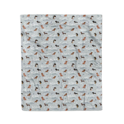 blue personalized kids blanket dachsunds 