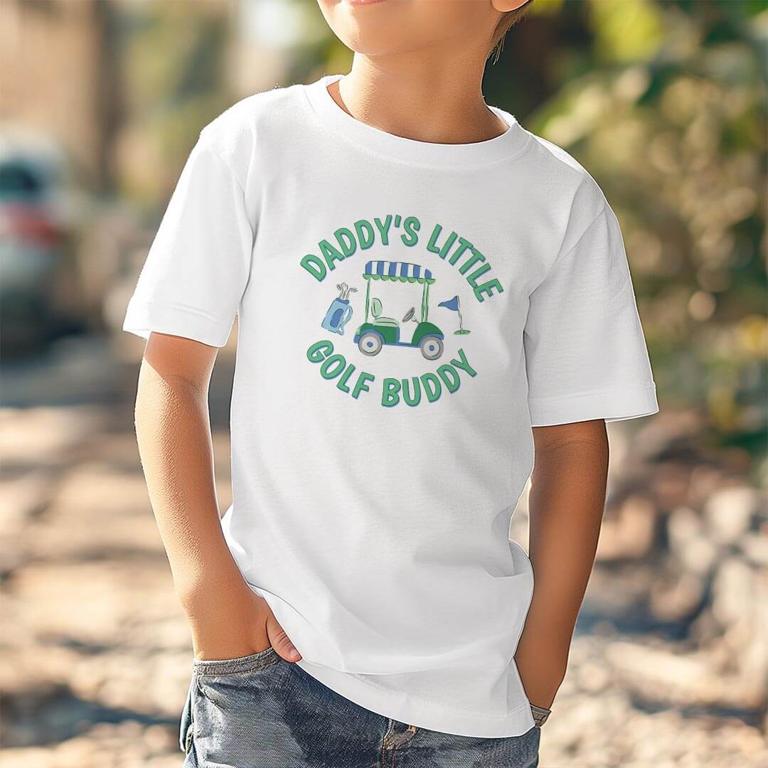 Daddy's Little Golf Buddy Kids Graphic Tee | White