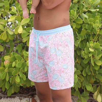 pink and blue ocean pearl swim shorts for men