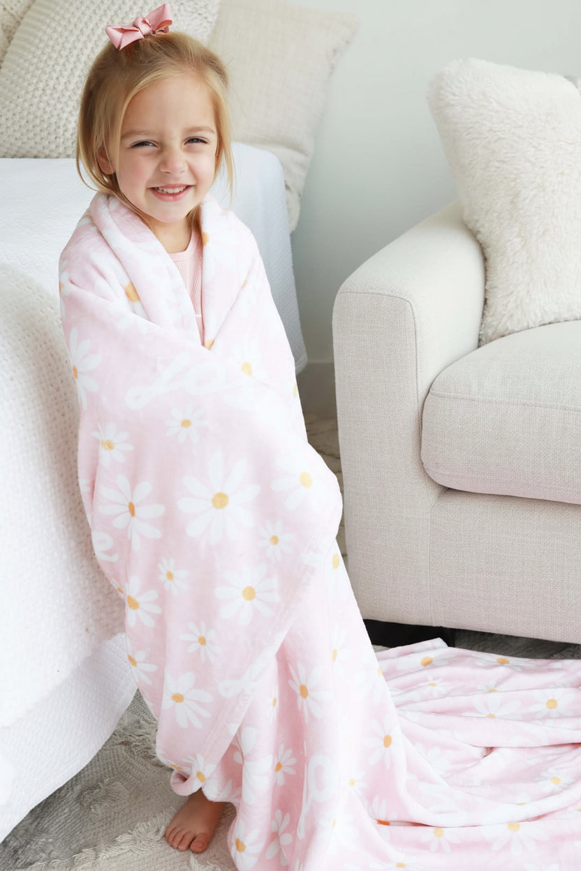 daisy garden personalized blanket for kids 