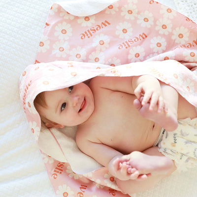 daisy baby towel personalized with hood