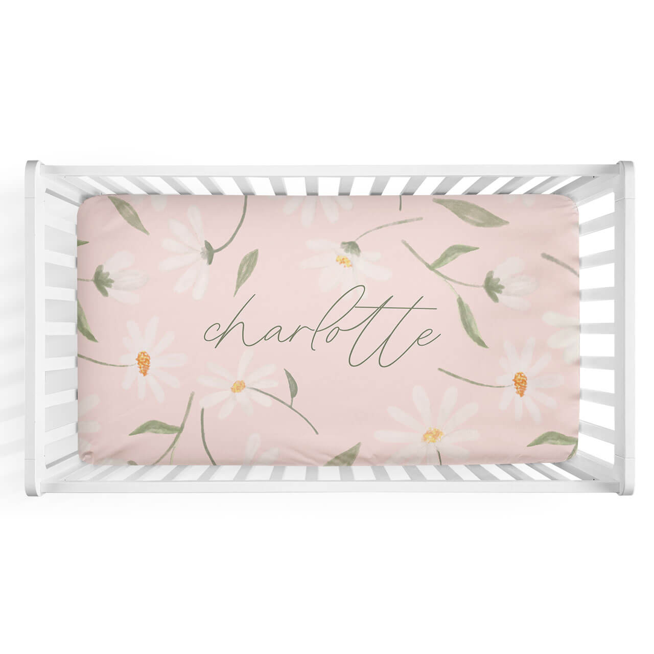 sweet daisy in blush personalized crib sheet 